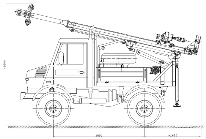 Wiertnica typ H25S w położeniu transportowym